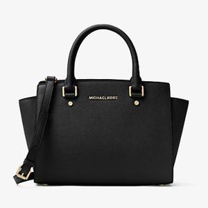 MICHAEL KORS Selma Medium Satchel Gold Hardware